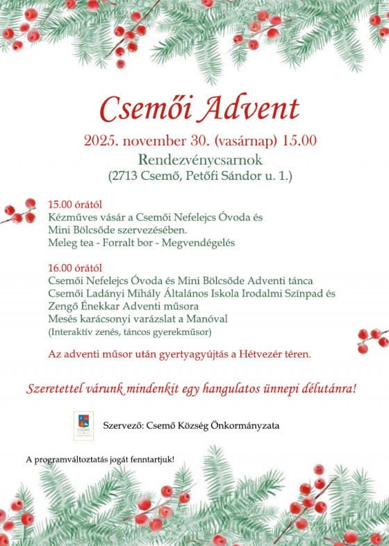 Csemői Advent 2025.11.30. vasárnap